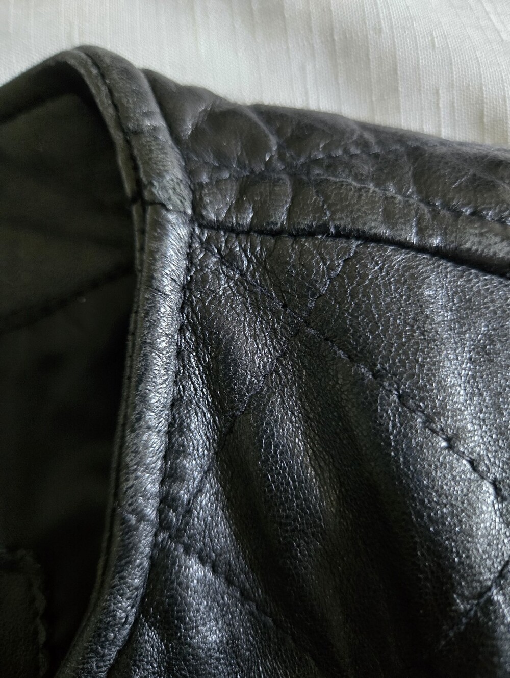Vintage Express Quilted Leather Bomber Jacket L Parisian Moto Street Style Y2K - Picture 10 of 12